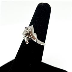 13k Vtg Style Calla Lily Arum Flower Blossom Diamond Ring Size 6.5